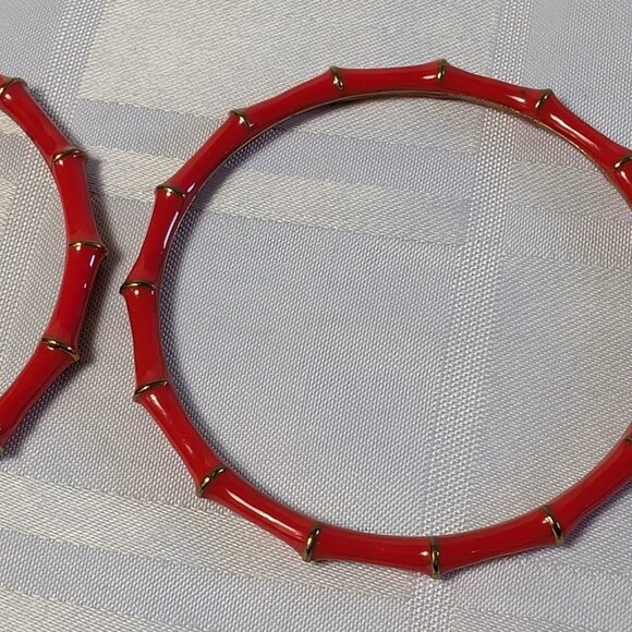BRACELET BANGLE RED METAL BAMBOO STYLE WOMAN FASHION WEAR WOMEN CASUAL JEWELRY - Picture 5 of 15
